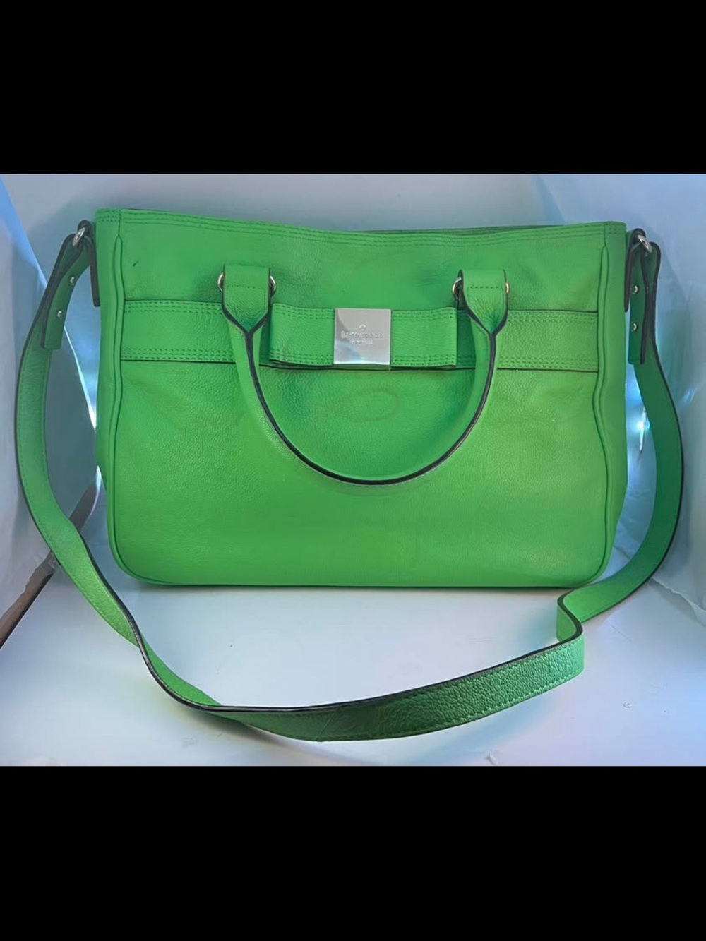 Kate Spade New York Green Genuine Leather Satchel Crossbody Bag